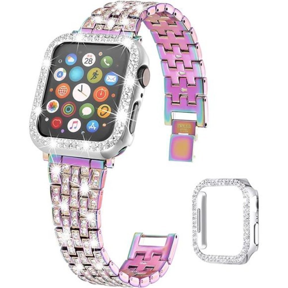 NEW Multiolor Rhinestone Apple Watch Band+Case